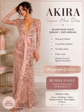akira rose gold dress | Dresses | Akira Metallic Bell Sleeve Wiggle Size Small Maxi dress